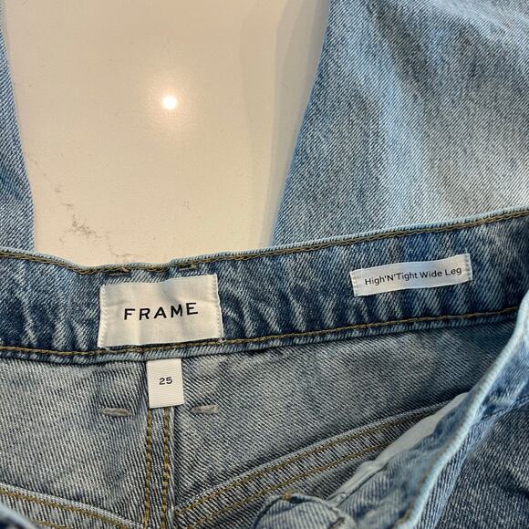 Frame High N Tight Wide Leg Jeans in Bilson Rips size 25 - Picture 7 of 12